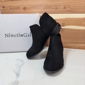Ninetingel Bootie Women's Black Ankle Faux Suede New with Box Size 6.5